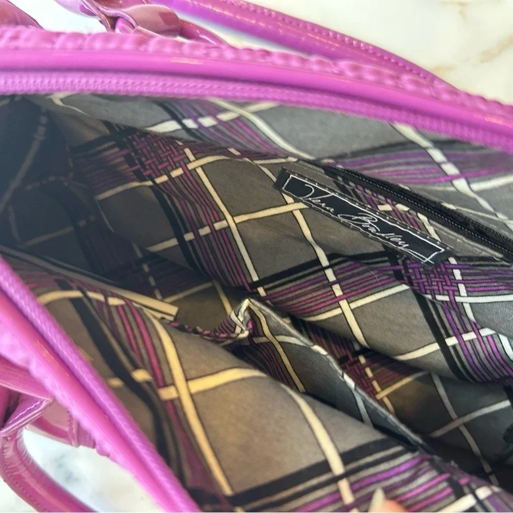 Vera Bradley Nylon Barrel Purse Bag Lilac Lavender Purple Double Handle